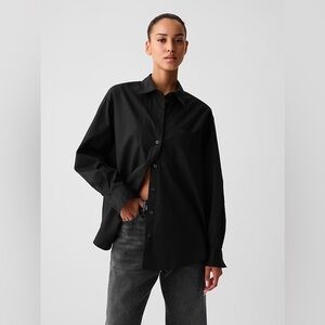 GAP Organic Cotton Poplin Big Shirt in Black NWT